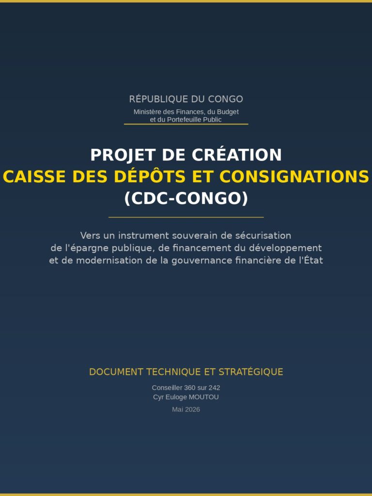Couverture design - Projet de creation de la Caisse des Depots et Consignations CDC-CONGO